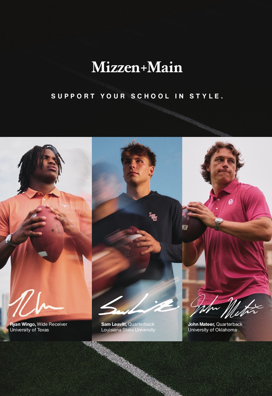 Front of the Mizzen+Main collegiate postcard mailed to alumni segments